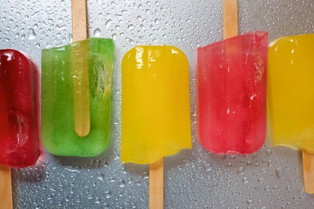 ice pop on a metal surface.の写真素材