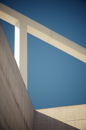 Close-up of a modern concrete building in Spain.の写真素材