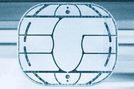 Electronic chip in a credit card view.