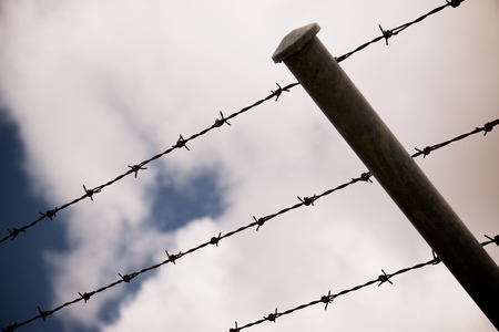 Barbed wire fence view in Spain.