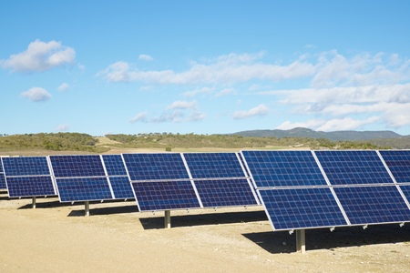 Photovoltaic panels for renewable electric production, Zaragoza province, Aragon, Spain.
