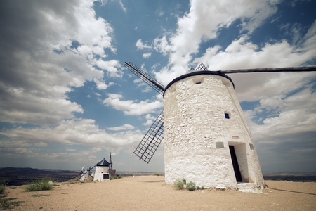 Windmills in Consuegra, Toledo Province, Castilla La Mancha, Spain.