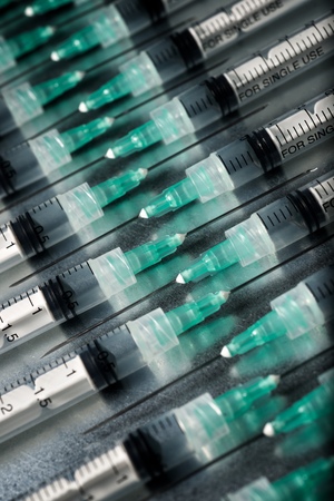 Close-up of a group of syringes.の写真素材