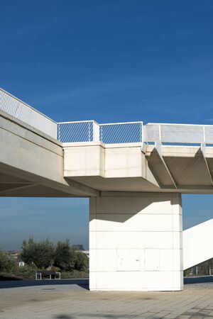 Close-up of a modern concrete building in Spain.