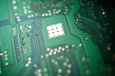 Close-up of an integrated circuit.
