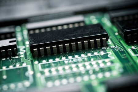 Close-up of an integrated circuit.