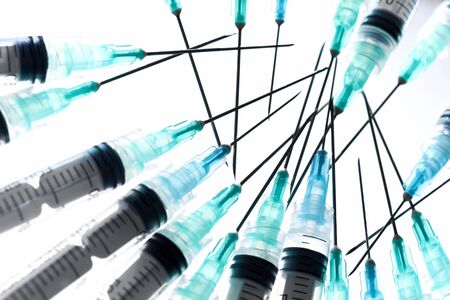 Close-up of a group of syringes.