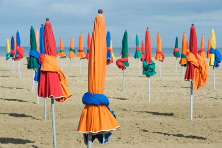 Deauville beach in Normandy, France.の写真素材