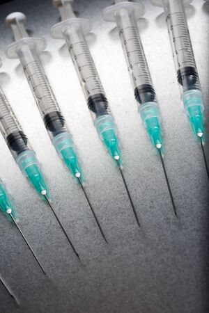 Close-up of a group of syringes.の写真素材