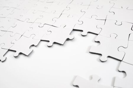 Close up of the pieces of a puzzleの写真素材