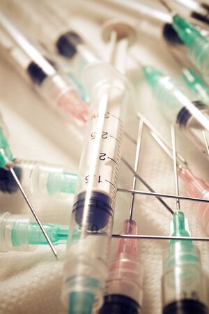 Close-up of a group of syringes.の写真素材
