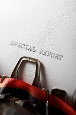 The sentence, Special Report, written with a typewriter.の写真素材