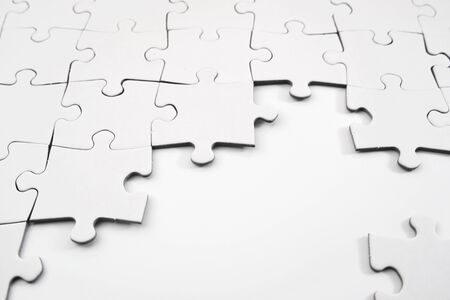 Close up of the pieces of a puzzleの写真素材