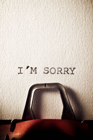 The sentence, YÂ´m sorry, written with a typewriter.の写真素材