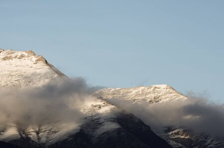 Snowy peak in Tena Valley, Aragon, Huesca, Spain.
