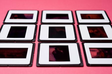 Slides on a pink table.の写真素材