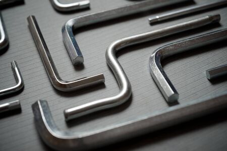 Allen keys on a stone tableの写真素材