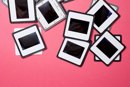 Slides on a pink table.の写真素材