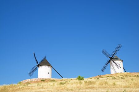 Windmills in Alcazar de San Juan, Ciudad Real Province, Castilla La Mancha, Spain.
