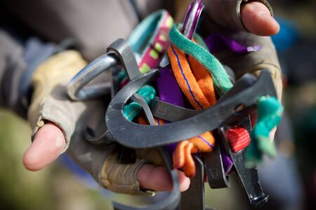 Hooks detail used to climb.の写真素材
