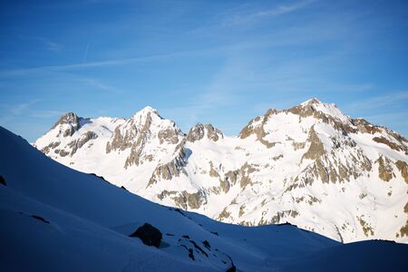 Snowy peaks in Panticosa, Tena Valley, Pyrenees Mountains in Huesca Province, Aragon in Spain.