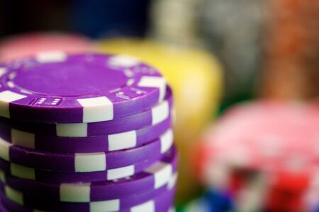 View of casino chips in a casino.の写真素材