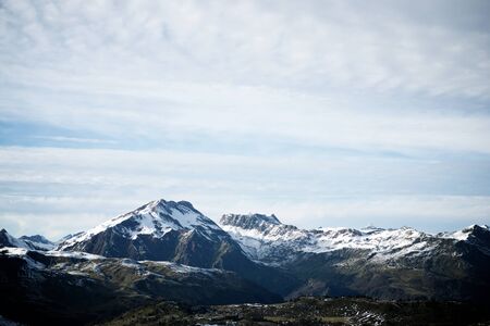 Snowy peak in Canfranc Valley, Pyrenees, Huesca, Aragon, Spain.の写真素材