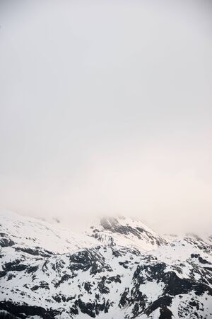 Snowy peaks in Aspe Valley, Pyrenees, France.