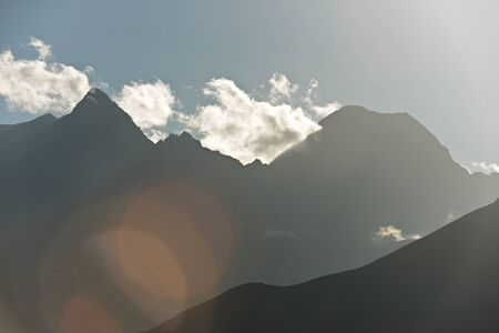 Peaks in Tena Valley, Pyrenees, Spain.の写真素材