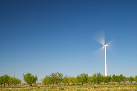 Windmill for electric power production, Huesca province, Aragon in Spain.