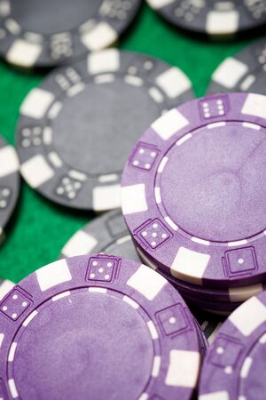 View of stacked casino chips.の写真素材