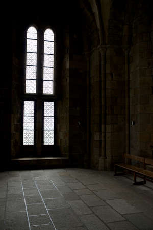 Mont Saint Michel, France - August 28, 2014: Interior view of the abbey of Mont Saint Michel.のeditorial素材