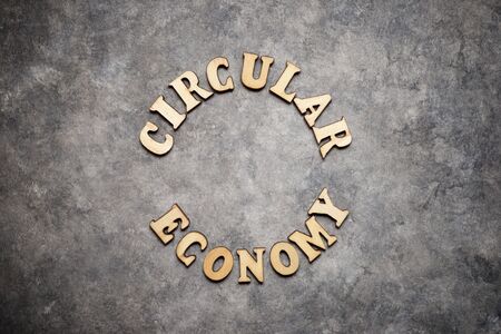 Circular economy text on a gray paper.の写真素材