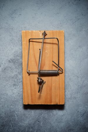 Mouse trap on a stone table.の写真素材