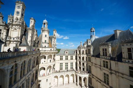 Chambord, France - August 16, 2012: Tourists visiting Chambord Castle.のeditorial素材