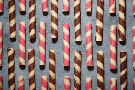 Wafer rolls on a stone table.の写真素材