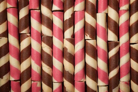 Wafer rolls on a stone table.の写真素材