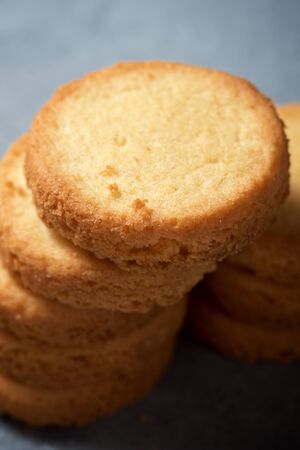 Butter cookies on a stone table.の写真素材