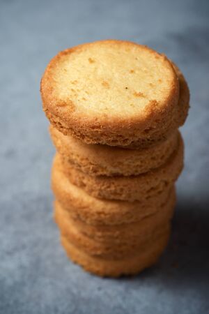 Butter cookies on a stone table.