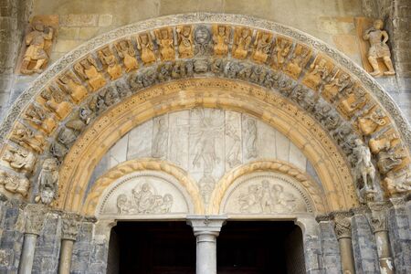 Entrance to Cathedral of Saint Mary of Oloron Sainte Marie in France.