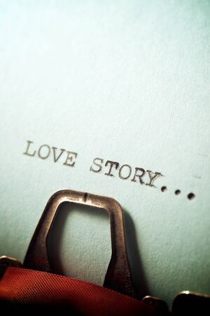 Love story text written on a paper.の写真素材