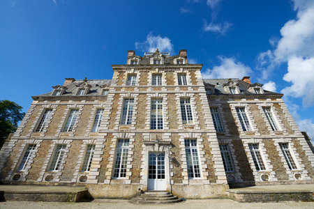 Balleroy, France - August 18, 2014: Main entrance of Balleroy castle.This castle,built in 1631, is dedicated to the history of balloons.のeditorial素材