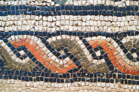 Madrid, Spain - June 15, 2014: roman mosaic detail in National Archaeological Museum.のeditorial素材