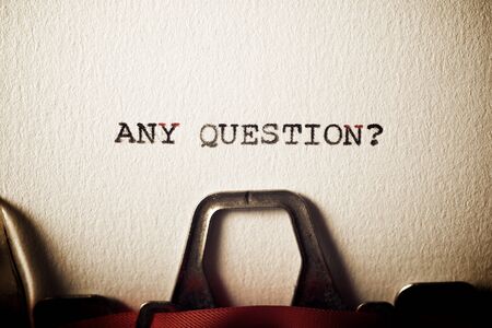 Any question? text written with a typewriter.の写真素材