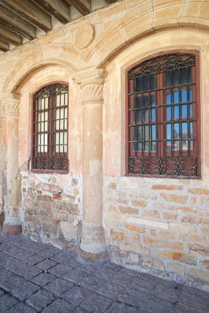Building facade in the old town of Medinaceli, Soria Province, Castilla Leon in Spain.