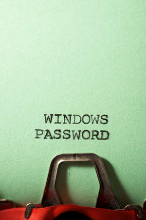 Windows password text written with a typewriter.