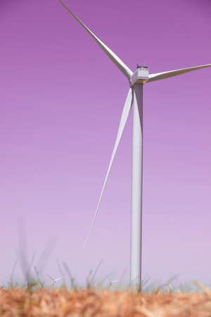 Wind turbines for electric power production, Zaragoza province, Aragon in Spain.