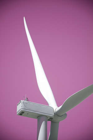 Wind turbine for electric power production, Zaragoza province, Aragon in Spain.の写真素材