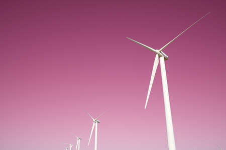 Wind turbines for electric power production, Zaragoza province, Aragon in Spain.