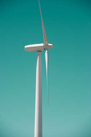 Wind turbine for electric power production, Zaragoza province, Aragon in Spain.の写真素材